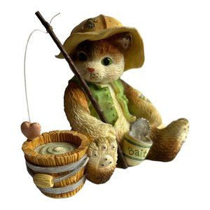 VTG Enesco Priscilla‎ Hillman 1995 Figurine I’m Hooked On You Fishing Kitten Cat